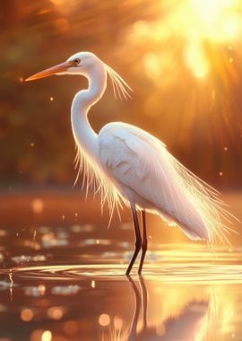 White Heron at Sunset