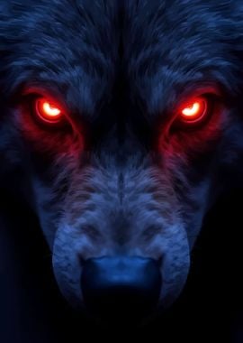 Wolf with Red Eyes