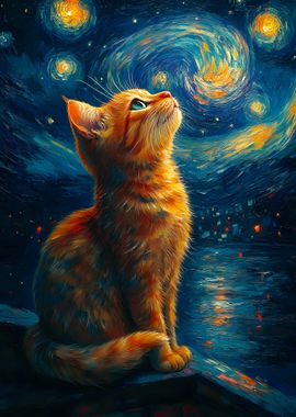 Starry Night Cat