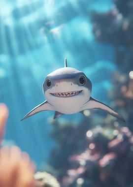 Smiling Baby Shark Underwater