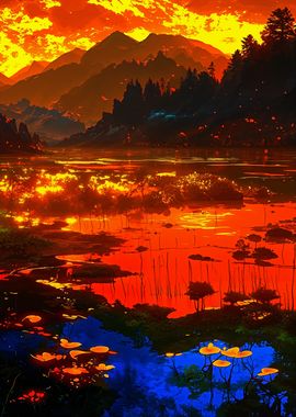 Sunset Mountain Lake