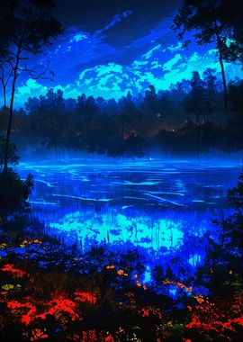 Blue Night Forest