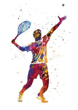 Tennis Player Watercolor Art