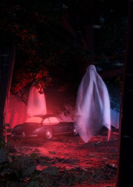 Ghostly Car in Forest