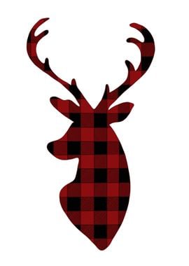 Red Plaid Deer Head