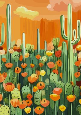 Cactus and Poppy Field