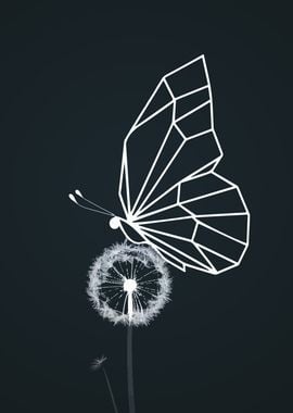 Geometric Butterfly on Dandelion