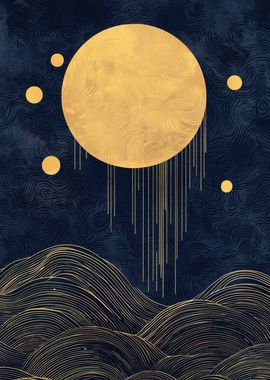 Gold Moon & Waves