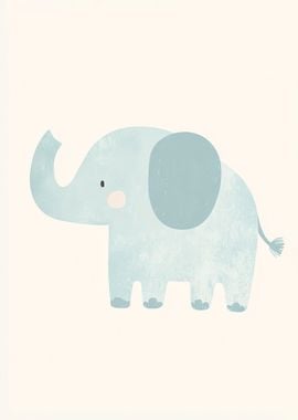 Cute Blue Elephant Illustration