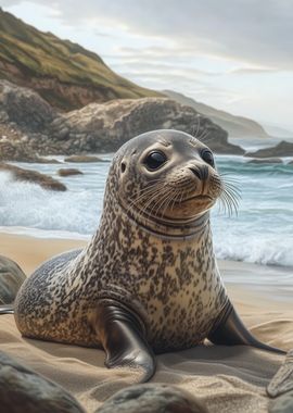 Harbor Seal Pup on the Beach