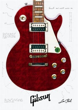 Gibson Les Paul Guitar, Blueprint, Patent, Schema