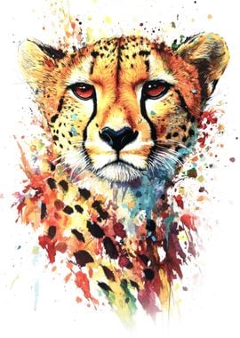 Cheetah Watercolor Art