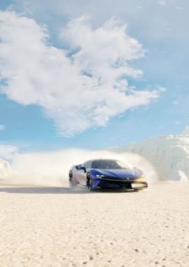 Blue Sports Car Drifting