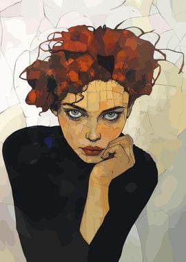 Strong Redhead Woman Egon Schiele Style