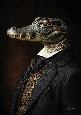 Alligator in Suit Portrait