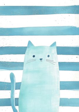 Blue Cat Watercolor