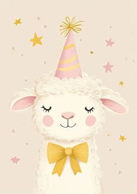 Cute Lamb with Party Hat