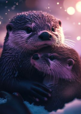 Otter Couple in Winter