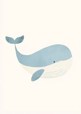 Blue Whale Watercolor Illustration