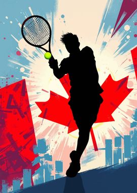 Canadian Tennis Player Silhouette