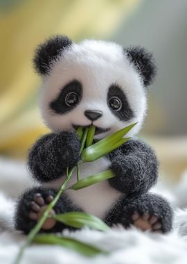 Cute Baby Panda Eating Bamboo