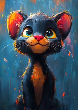 Cute oil Paint Panther