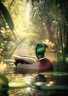 Mallard Duck in Pond