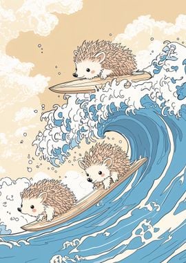 Hedgehogs Surfing Wave