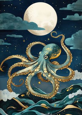 Octopus Under Moonlight