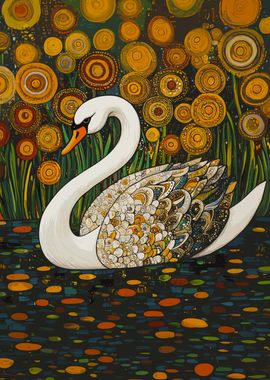 Swan in a Starry Garden