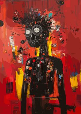 Human Figure Focused in Basquiat Style