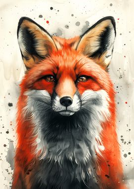 Red Fox Watercolor Portrait