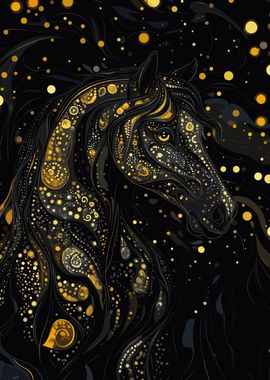 Black Horse in Gold