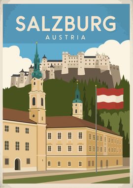 Salzburg Austria Travel Poster