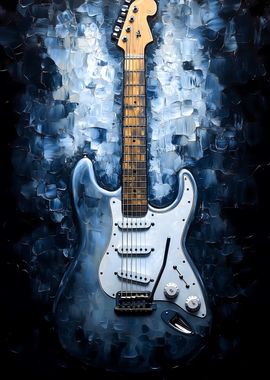 Electric Guitar on Blue Background Music