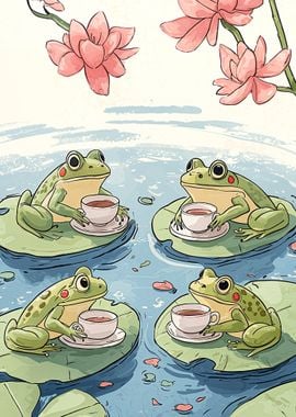 Frogs Tea Party