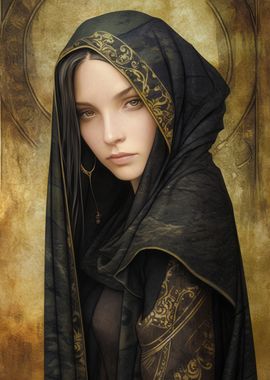 Mysterious Fantasy Woman in Hood