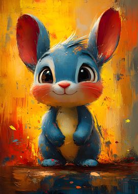 Cute Blue Bunny Painting