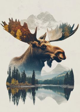 Moose & Mountain Landscape