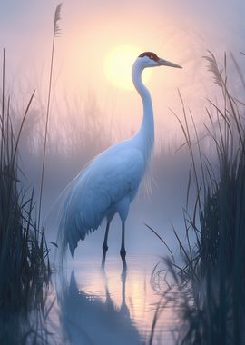 White Crane at Sunrise