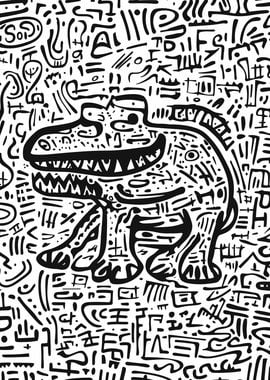 Doodle Crocodile Art Poster