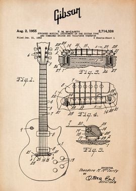 Gibson Guitar Patent Blueprint