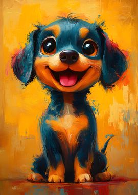 Smiling Dachshund Painting