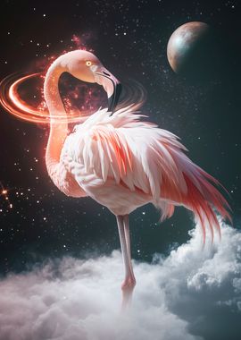 Surreal Space Flamingo