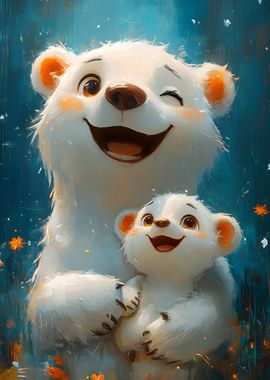 Happy Polar Bear Family