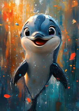 Smiling Dolphin Painting