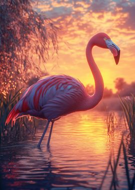 Pink Flamingo Sunset