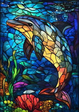 Stained Glass Dolphin