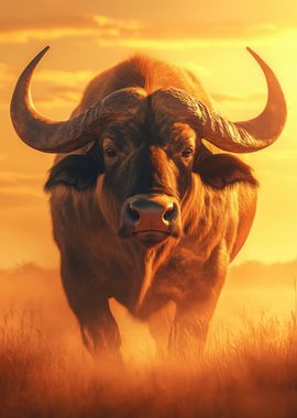 African Buffalo Sunset Portrait