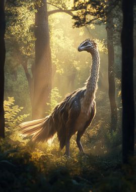 Feathered Dinosaur in Forest